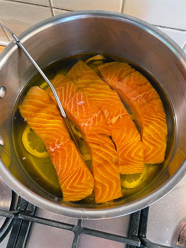 Salmon confit in olve oil or duck fat