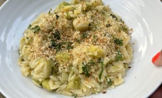Buttery Orzo with Brussels Sprouts & Pangritata