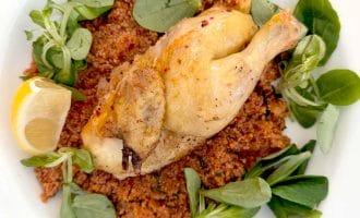 One pot poussin with harissa & bulgar wheat